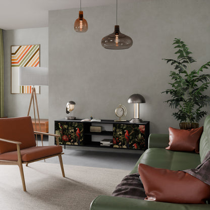 Mobile TV AVIAN GREENERY a 2 ante con finitura nera