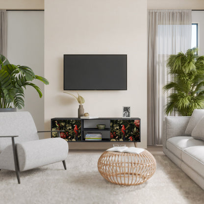 Mobile TV AVIAN GREENERY a 2 ante con finitura nera
