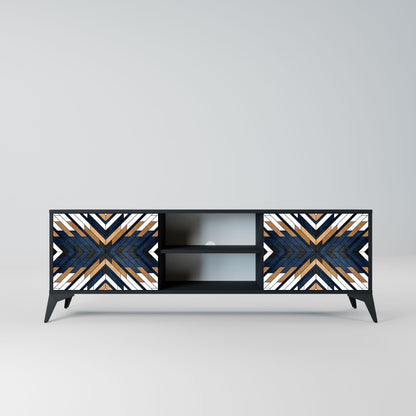 ARTFUL GEOMETRY 2-Door TV Stand in Black Finish