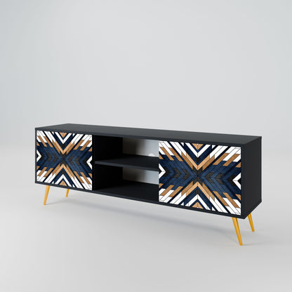 ARTFUL GEOMETRY 2-Door TV Stand in Black Finish