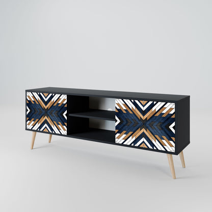 ARTFUL GEOMETRY 2-Door TV Stand in Black Finish