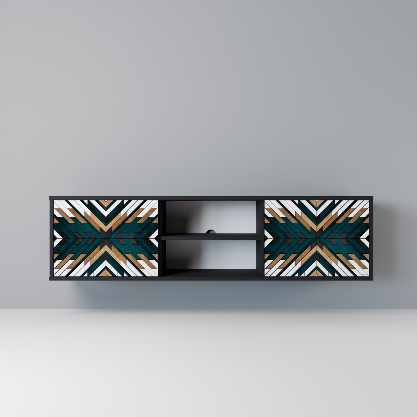 ARTISTIC GEOMETRY Mobile TV a 2 Ante in Finitura Nera