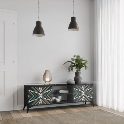 DIMENSION DELIGHTS 2-Door TV Stand in Black Finish