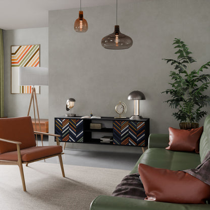 Mobile TV VIBRANT PATCHWORK a 2 ante con finitura nera