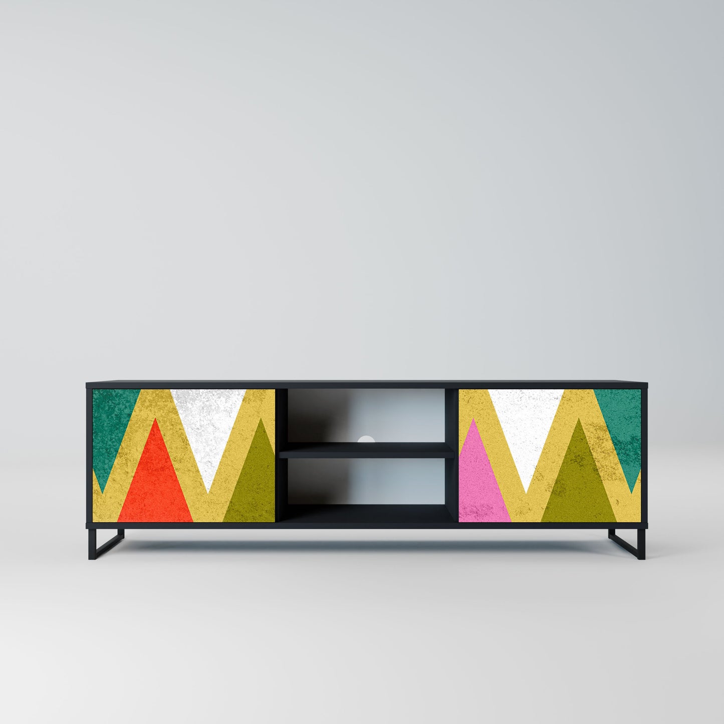 Mobile TV a 2 ante COLORFUL TRIANGLES in finitura nera