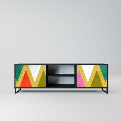 Mobile TV a 2 ante COLORFUL TRIANGLES in finitura nera