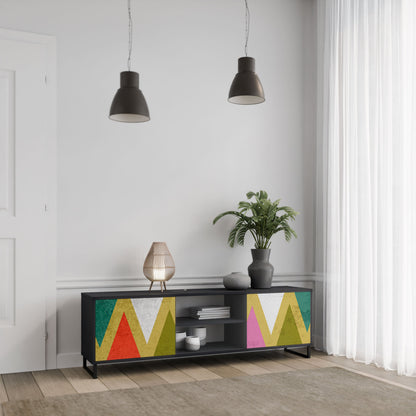 Mobile TV a 2 ante COLORFUL TRIANGLES in finitura nera