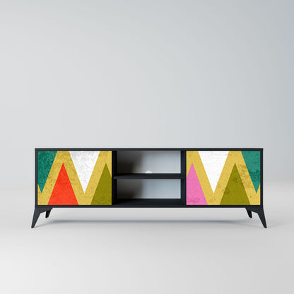Mobile TV a 2 ante COLORFUL TRIANGLES in finitura nera