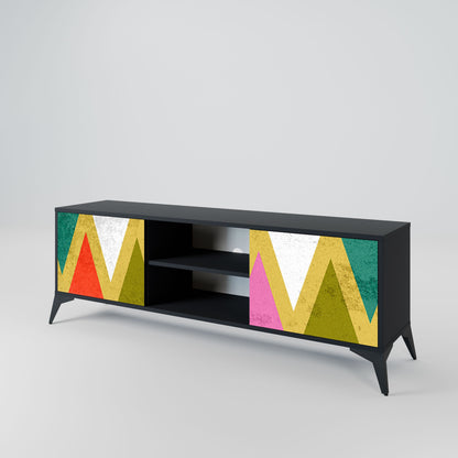 Mobile TV a 2 ante COLORFUL TRIANGLES in finitura nera