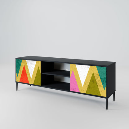 Mobile TV a 2 ante COLORFUL TRIANGLES in finitura nera