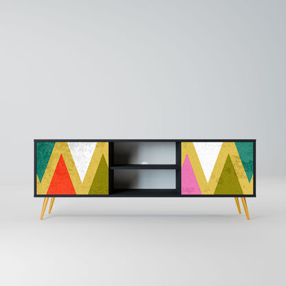 Mobile TV a 2 ante COLORFUL TRIANGLES in finitura nera