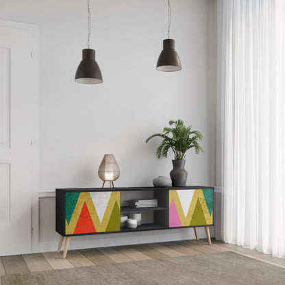 Mobile TV a 2 ante COLORFUL TRIANGLES in finitura nera