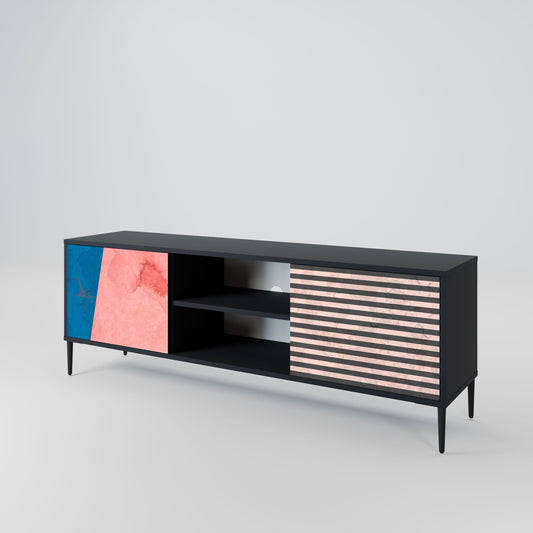 Mobile TV GLAMOROUS STRIPE a 2 ante con finitura nera