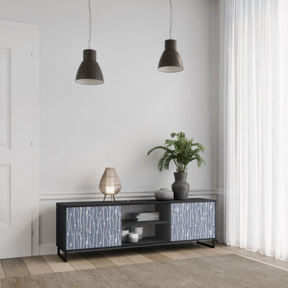 GRAPHITE RAIN 2-Door TV Stand in Black Finish