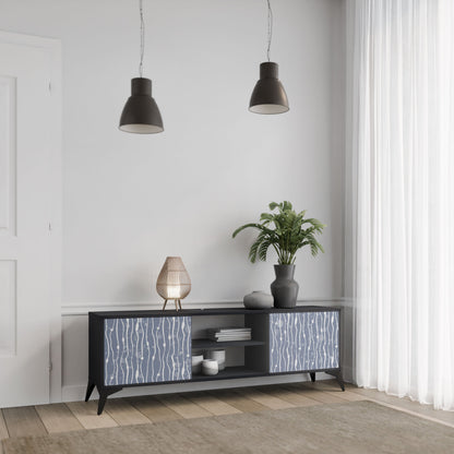 GRAPHITE RAIN 2-Door TV Stand in Black Finish