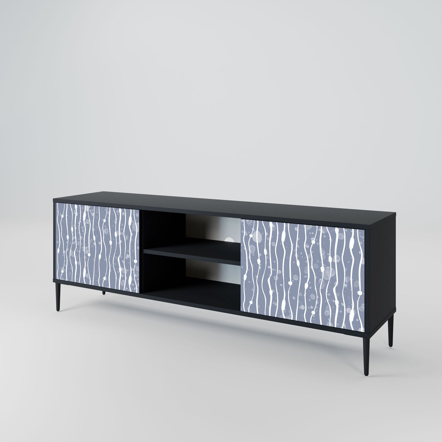 GRAPHITE RAIN 2-Door TV Stand in Black Finish