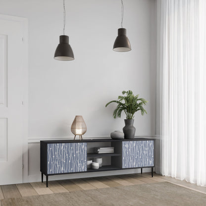GRAPHITE RAIN 2-Door TV Stand in Black Finish