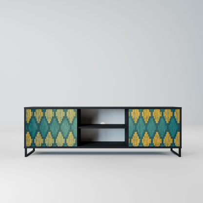 POLYGONS 2-Door TV Stand in Black Finish