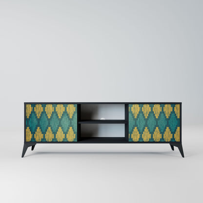 POLYGONS 2-Door TV Stand in Black Finish