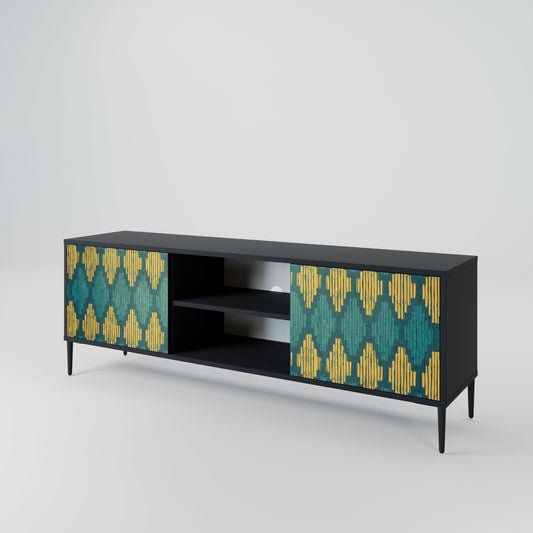 POLYGONS 2-Door TV Stand in Black Finish