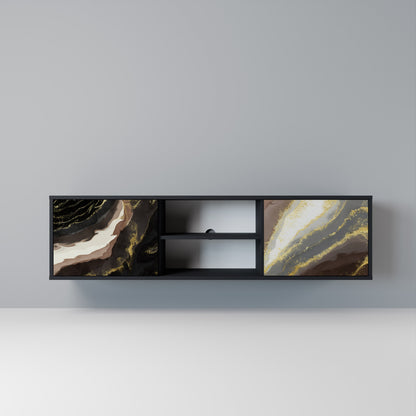 GOLD DUST 2-Door TV Stand in Black Finish