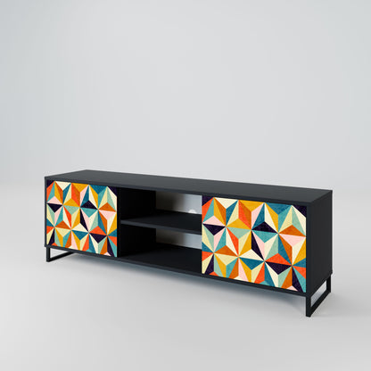 TESSELATE TREASURES 2-Door TV Stand in Black Finish