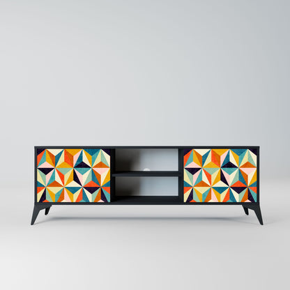 TESSELATE TREASURES 2-Door TV Stand in Black Finish