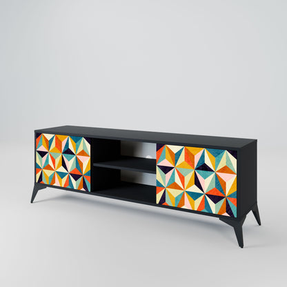 TESSELATE TREASURES 2-Door TV Stand in Black Finish