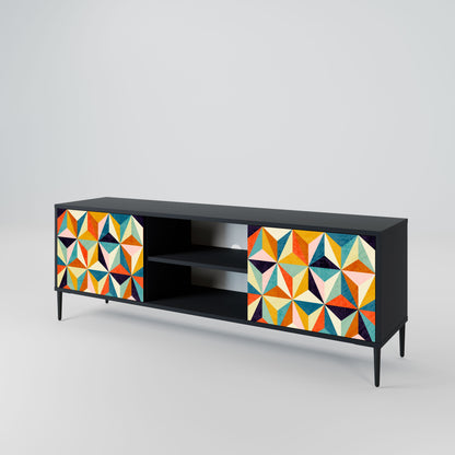 TESSELATE TREASURES 2-Door TV Stand in Black Finish