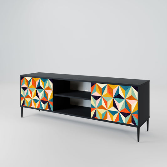 TESSELATE TREASURES 2-Door TV Stand in Black Finish
