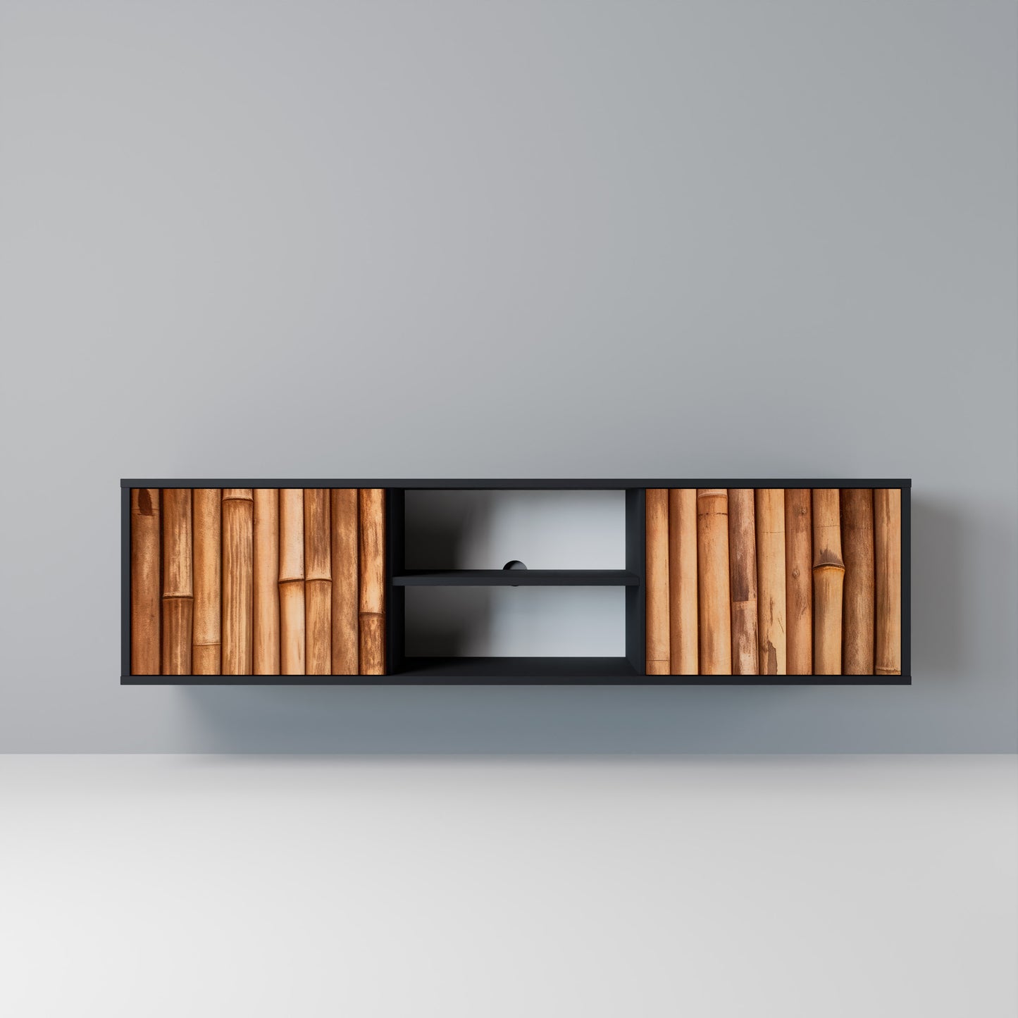 NATURAL WOOD Mobile TV a 2 Ante in Finitura Nera