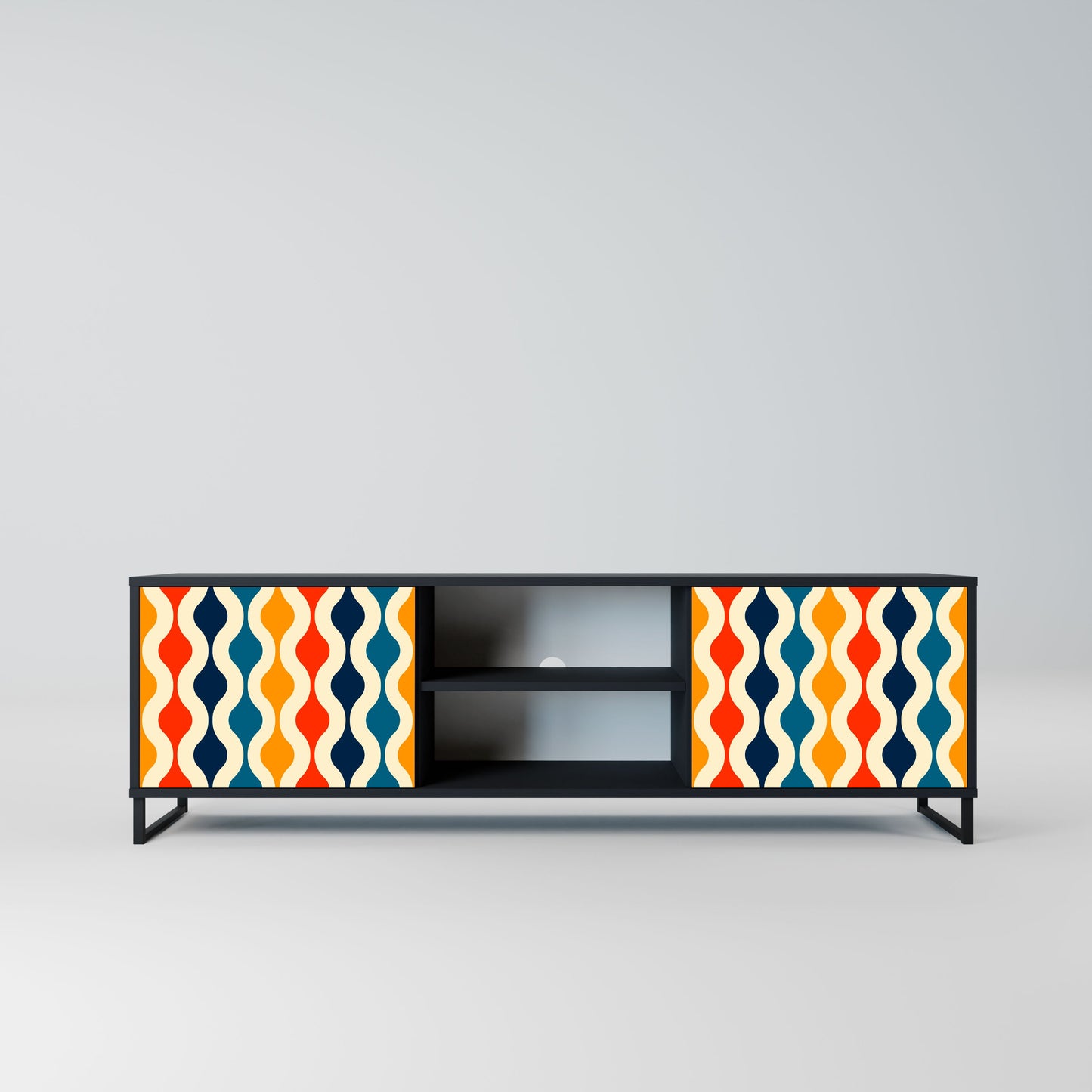 COLORFUL NOSTALGIA 2-Door TV Stand in Black Finish