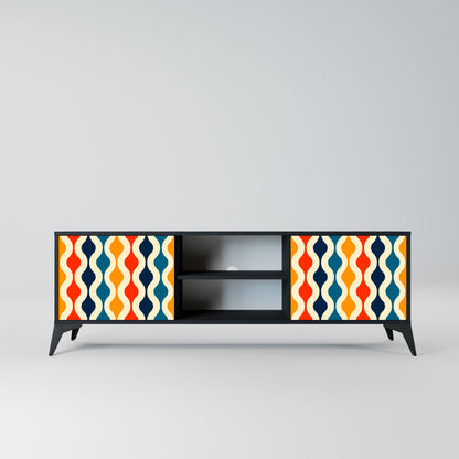 COLORFUL NOSTALGIA 2-Door TV Stand in Black Finish