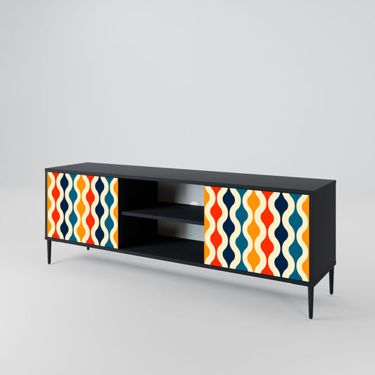 COLORFUL NOSTALGIA 2-Door TV Stand in Black Finish