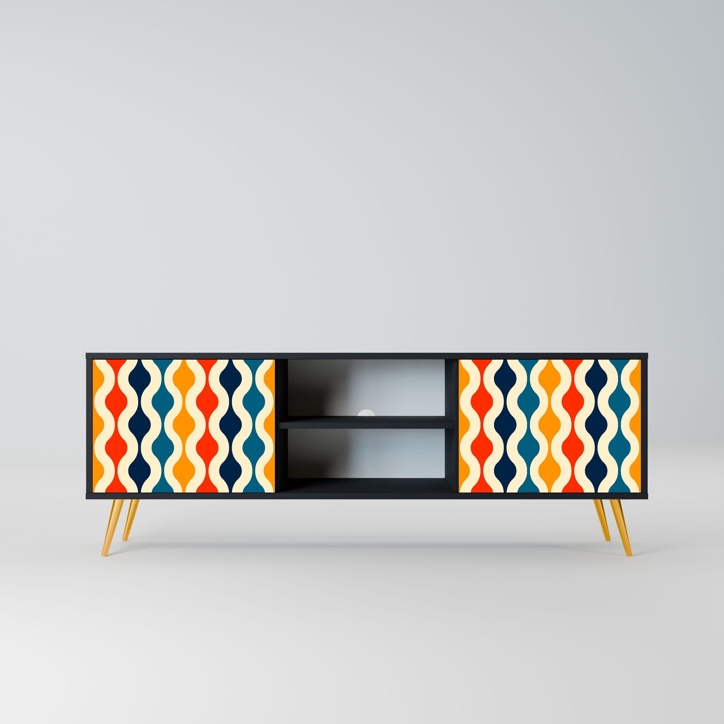 COLORFUL NOSTALGIA 2-Door TV Stand in Black Finish