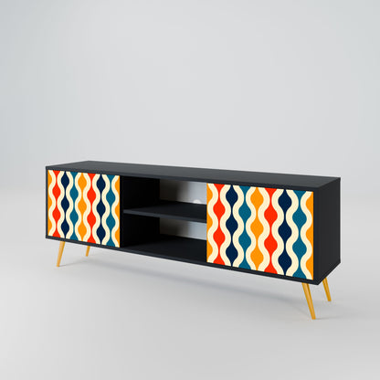 COLORFUL NOSTALGIA 2-Door TV Stand in Black Finish