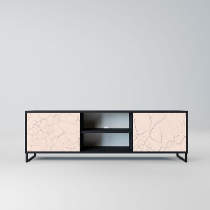 CERAMIC TEXTURE 2-Door TV Stand in Black Finish