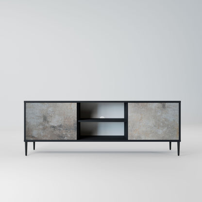 CONCRETE WALL 2-Door TV Stand in Black Finish