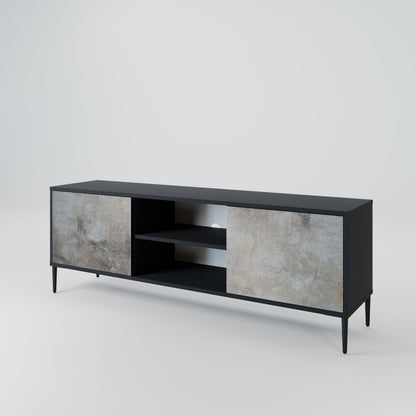 CONCRETE WALL 2-Door TV Stand in Black Finish