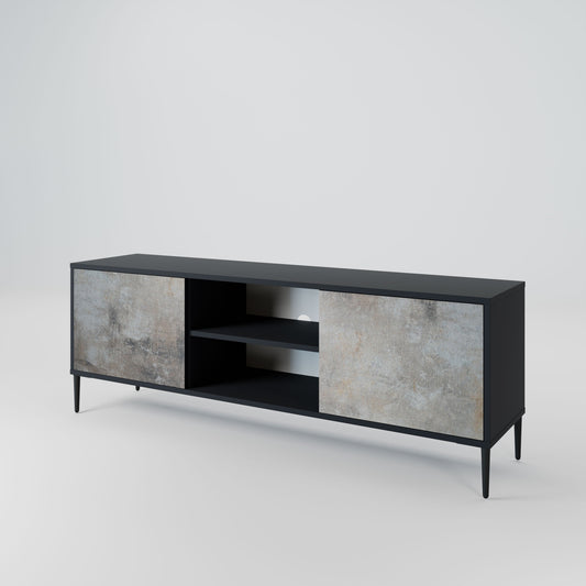 CONCRETE WALL 2-Door TV Stand in Black Finish