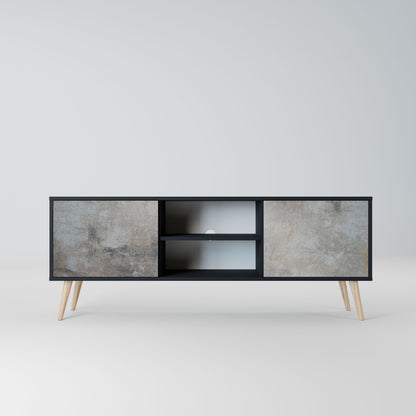CONCRETE WALL 2-Door TV Stand in Black Finish