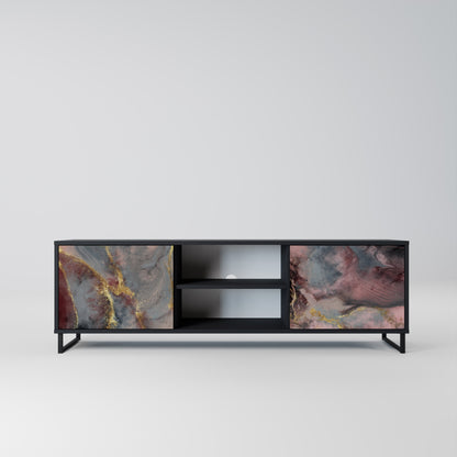 Mobile TV GOLDEN TIDES a 2 ante con finitura nera