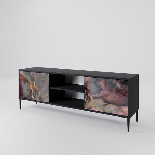 Mobile TV GOLDEN TIDES a 2 ante con finitura nera