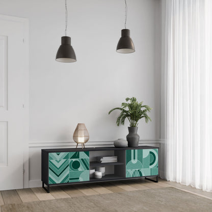 Mobile TV a 2 ante HARMONIC GRID in finitura nera
