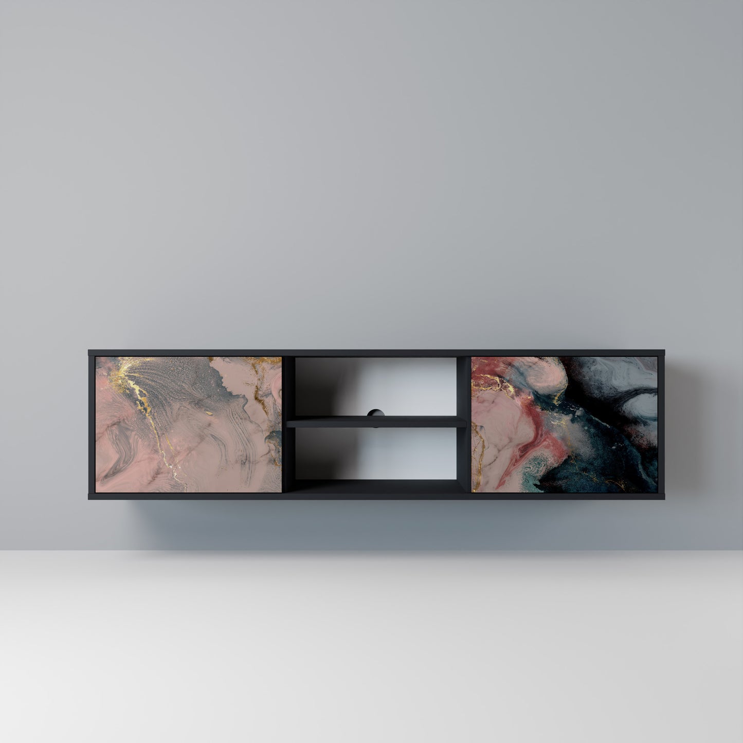 GILDED SWIRLS Mobile TV a 2 Ante in Finitura Nera