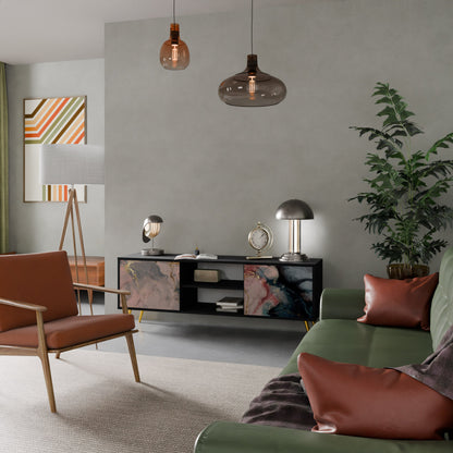 Mobile TV a 2 ante GILDED SWIRLS in finitura nera