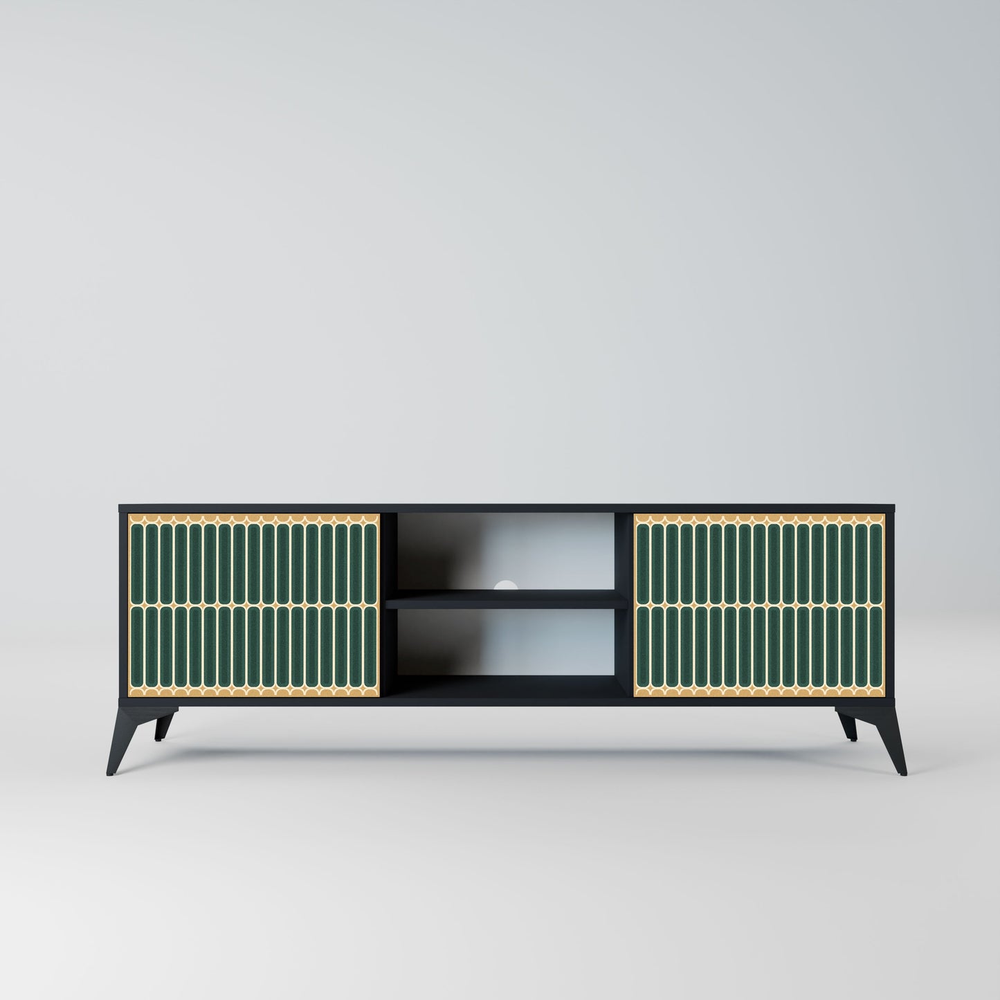 ILUSION GATE 2-Door TV Stand in Black Finish