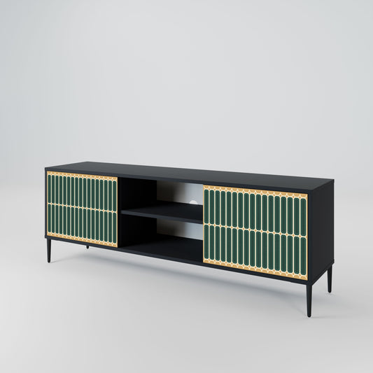 ILUSION GATE 2-Door TV Stand in Black Finish