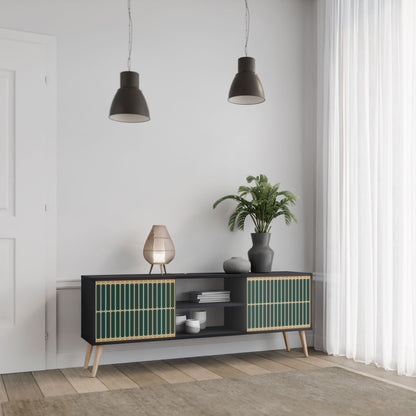 ILUSION GATE 2-Door TV Stand in Black Finish