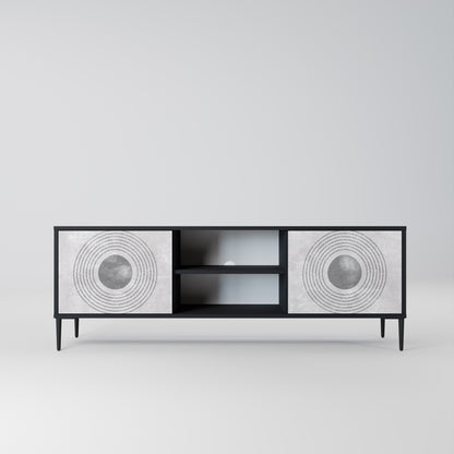 SOLID CIRCLES 2-Door TV Stand in Black Finish